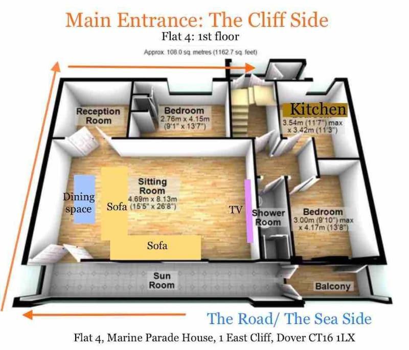 Flat 4 Marine Parade House, 1 East Cliff- Next To Dover Port, White Cliffs, Beach, Castle Zewnętrze zdjęcie